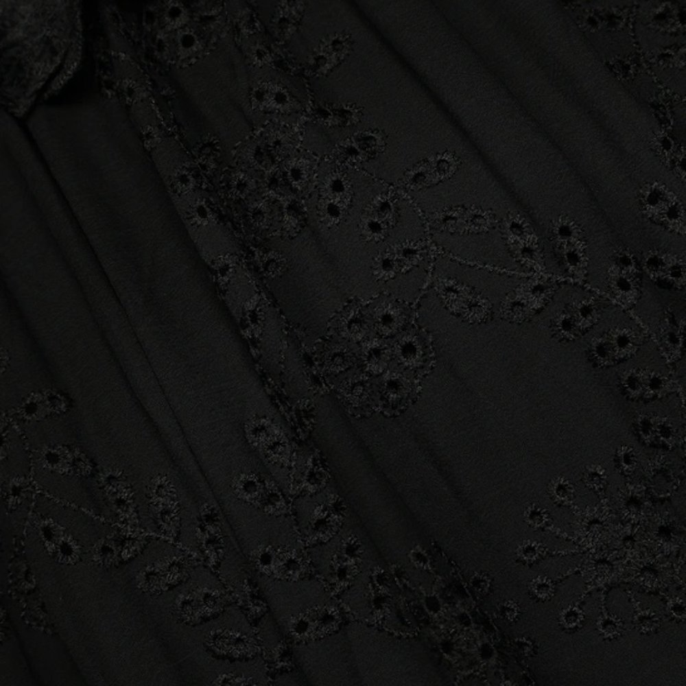 LULUS Black Eyelet Tiered Midi Dress XS (NWT) - Picture 9 of 9
